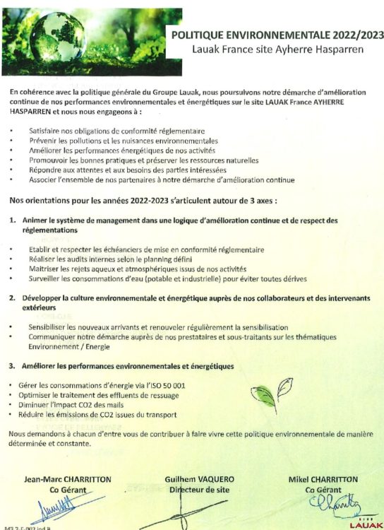 Politique environnementale 2022